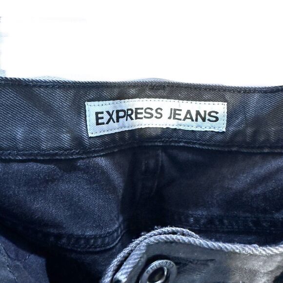 Express Jeans Rocco Slim Fit Skinny Leg Mens Mid Rise Black Jeans Size 33x30 - Picture 5 of 11